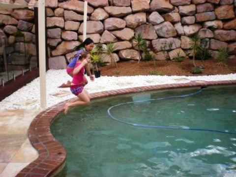 jumping in the pool
